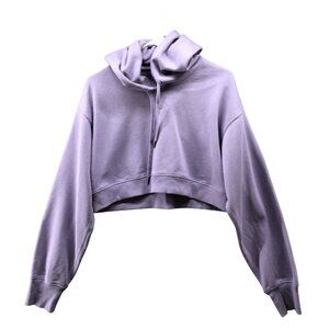 GU (Uniqlo) Cropped Hoodie Womens L Purple‎ Relaxed Sweatshirt Solid Fleece